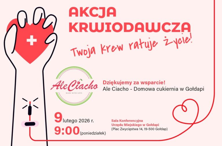 Podaruj życie - akcja krwiodawcza w Gołdapi 9 lutego 2026 roku