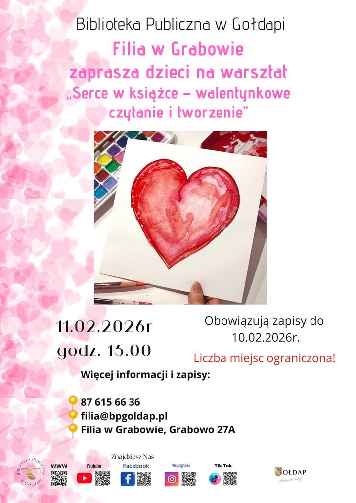 Walentynkowe czytanie i tworzenie w Grabowie dla dzieci