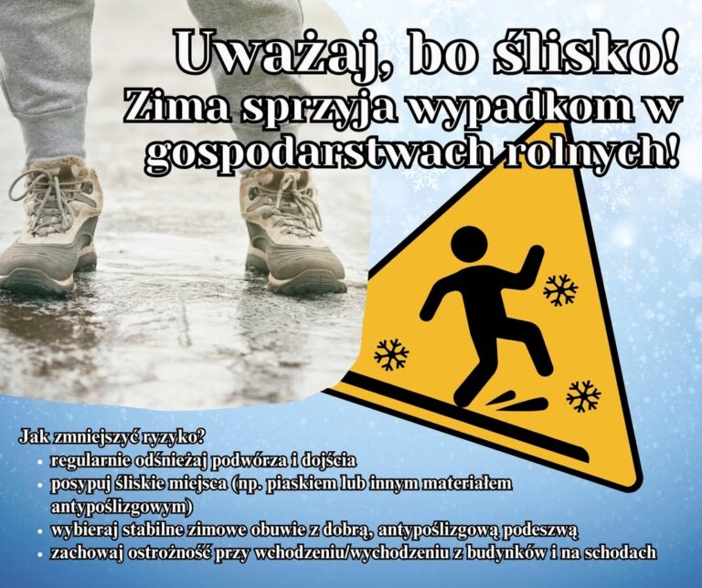 Uwaga na śliskość: zima zwiększa ryzyko wypadków w gospodarstwach rolnych