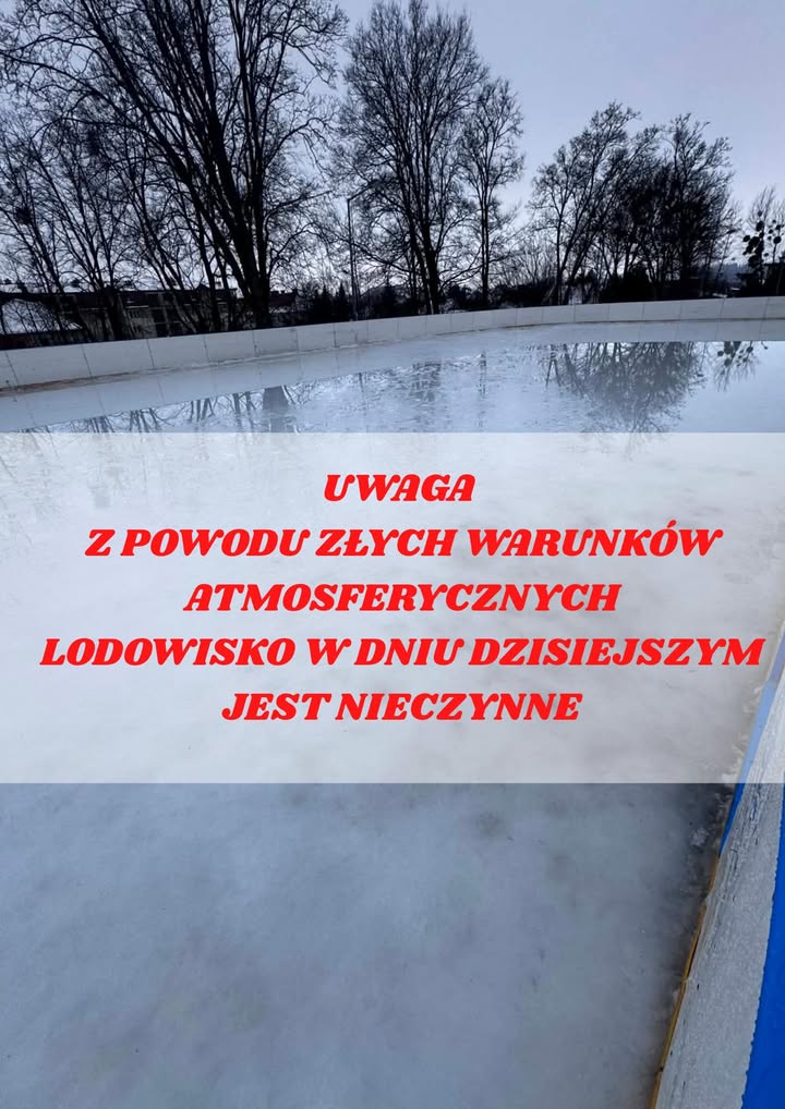 Zamknięcie lodowiska i wypożyczalni łyżew w Gołdapi z powodu złych warunków atmosferycznych