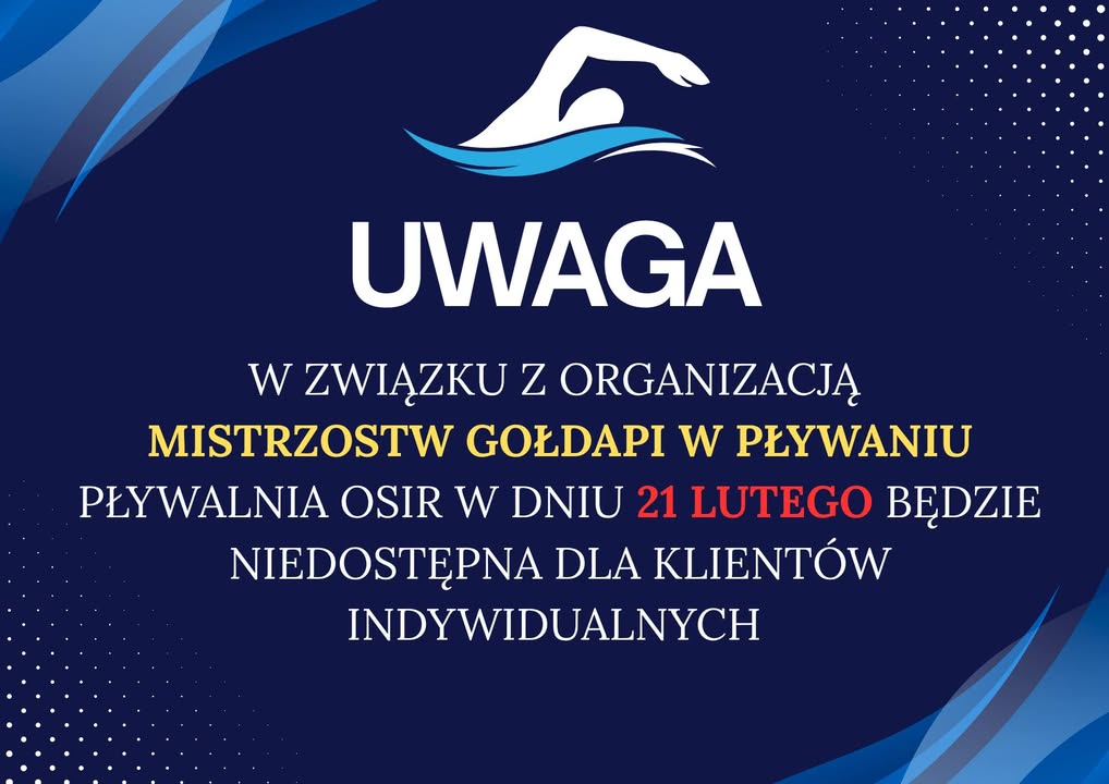 Mistrzostwa Gołdapi w pływaniu - zamknięcie pływalni 21 lutego