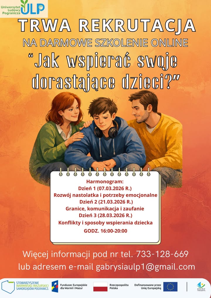 Rekrutacja na bezpłatne szkolenie online dla rodziców nastolatków