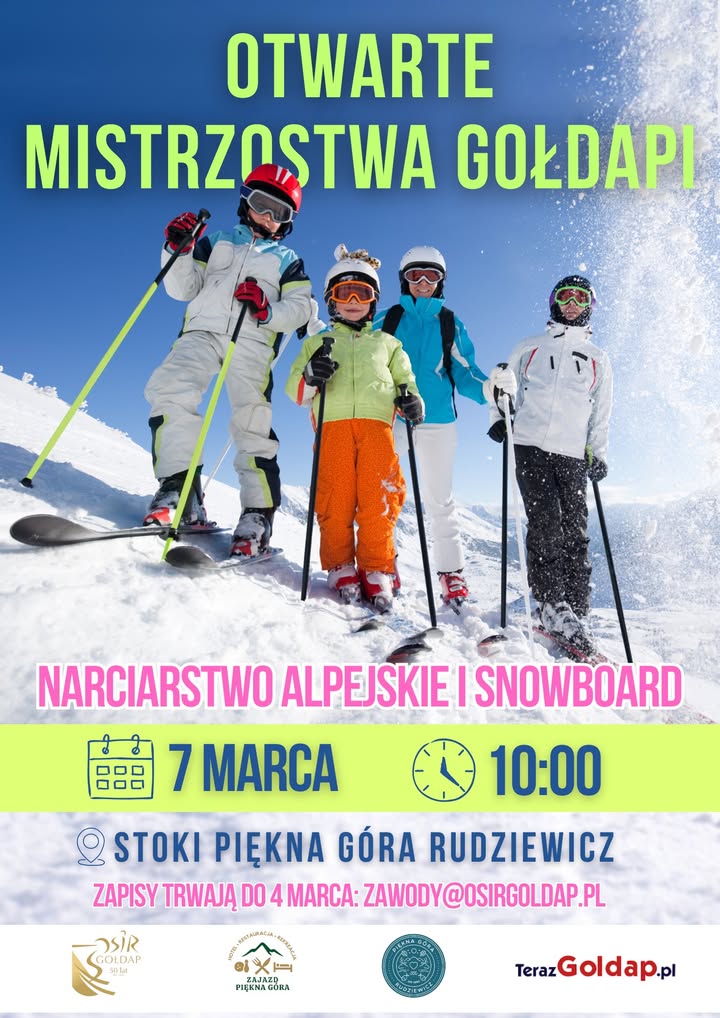 Otwarte mistrzostwa Gołdapi w narciarstwie i snowboardzie – zapisy do 4 marca