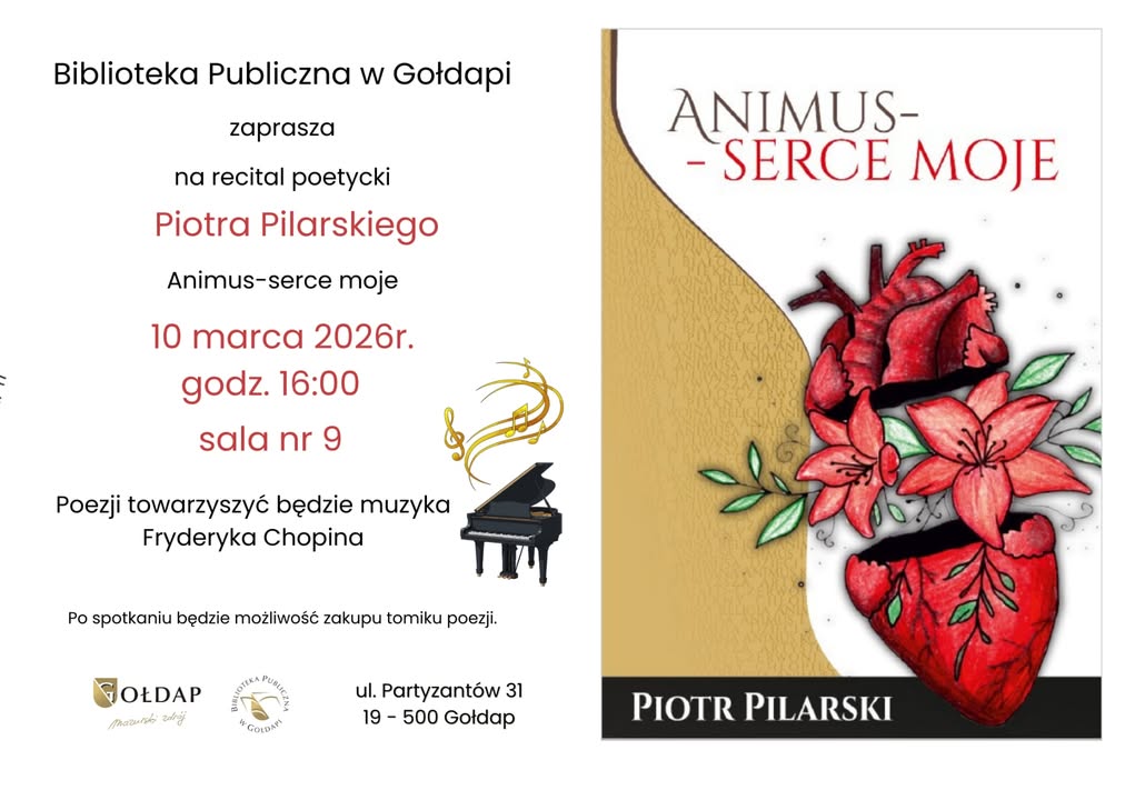 Recital poetycki „Animus – serce moje” w bibliotece w Gołdapi