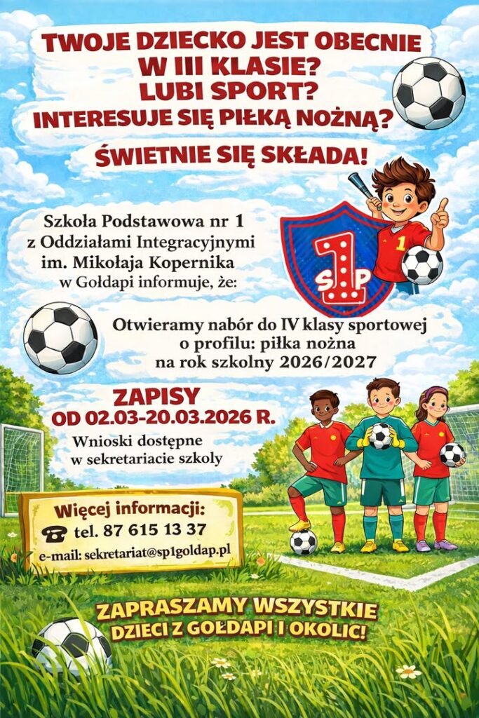 Nabór do IV klasy sportowej o profilu piłka nożna w Gołdapi