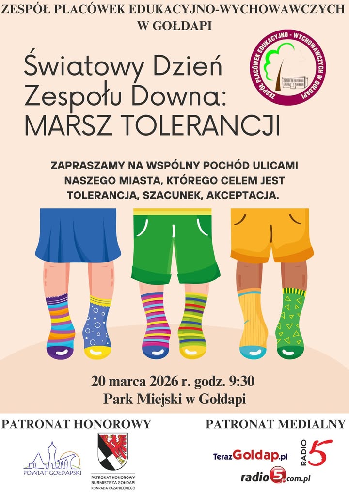 Marsz Tolerancji z okazji Światowego Dnia Zespołu Downa w Gołdapi