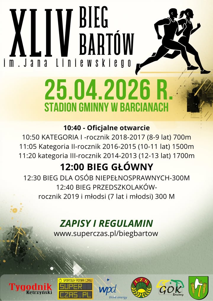 Bieg Bartów w Barcianach już 25 kwietnia