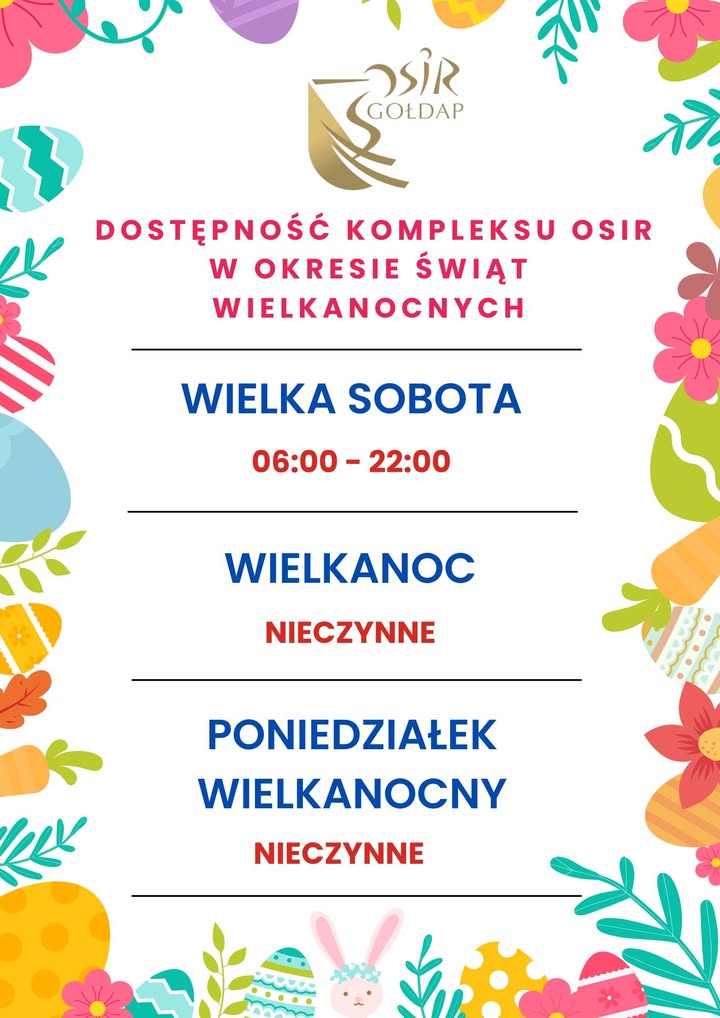 Godziny otwarcia Hali-Basenu w Gołdapi w czasie Świąt Wielkanocnych