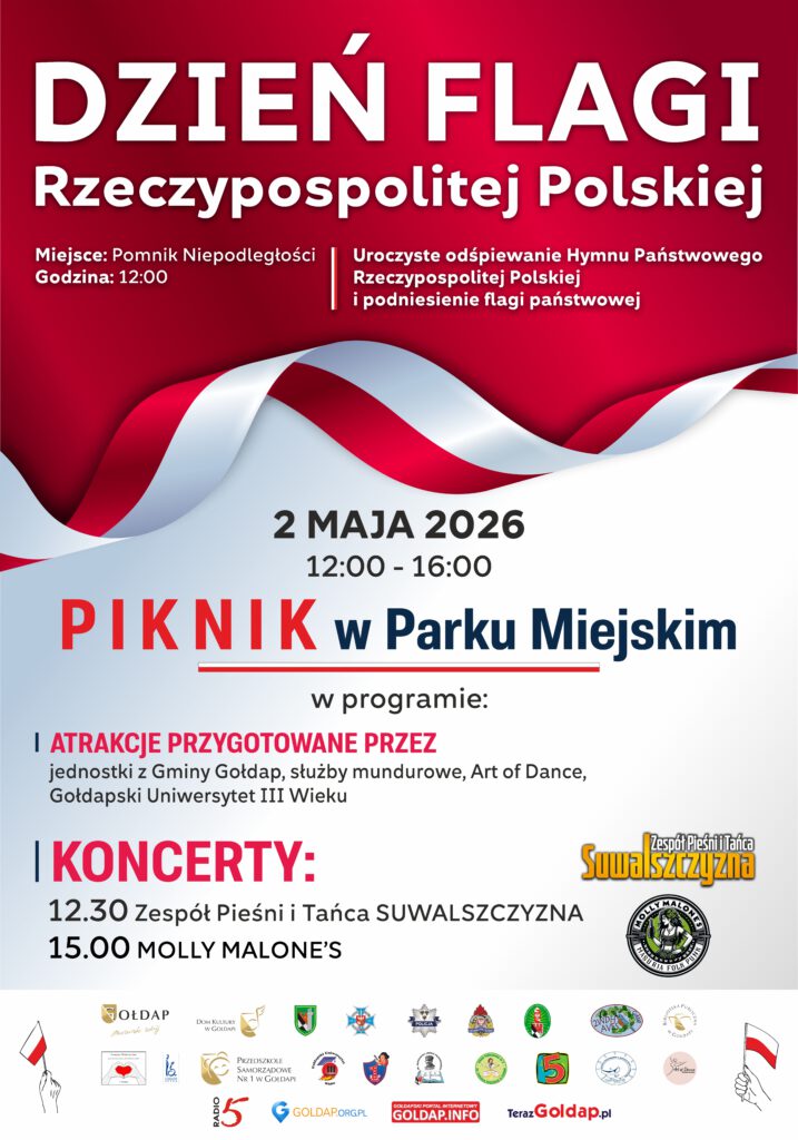 Dzień Flagi Rzeczypospolitej Polskiej w Gołdapi – 2 maja 2026 roku