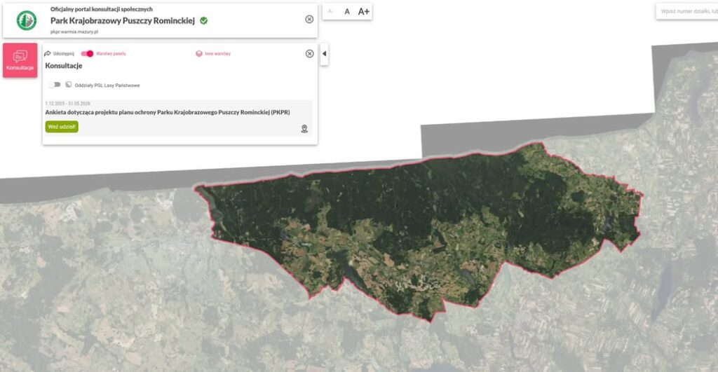 Geoankieta dotycząca planu ochrony Parku Krajobrazowego Puszczy Rominckiej