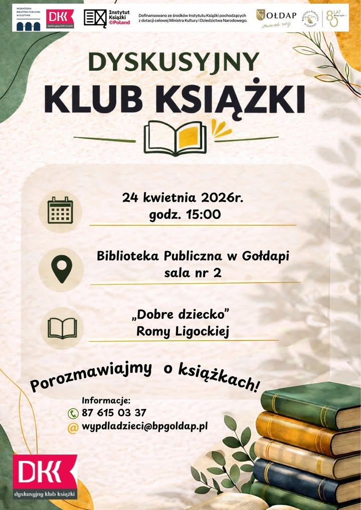Zaproszenie na spotkanie Dyskusyjnego Klubu Książki w Gołdapi