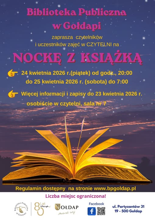 Nocka z książką w bibliotece publicznej w Gołdapi – zapisy do 23 kwietnia