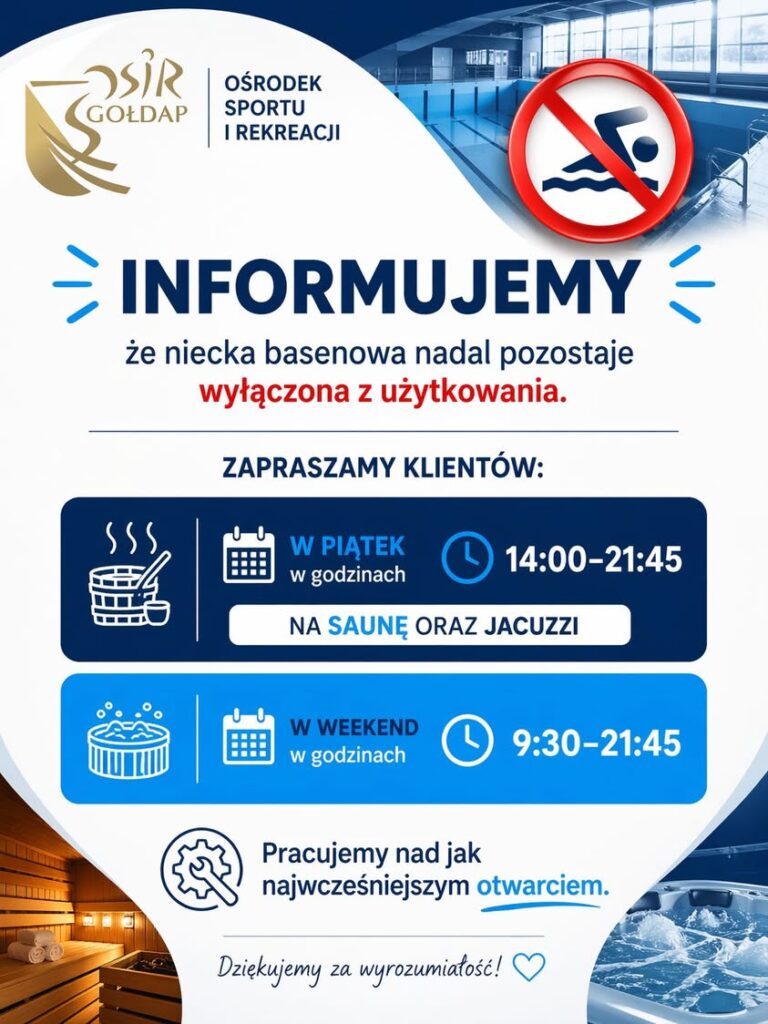 Niecka basenowa w Ośrodku Sportu i Rekreacji nadal zamknięta