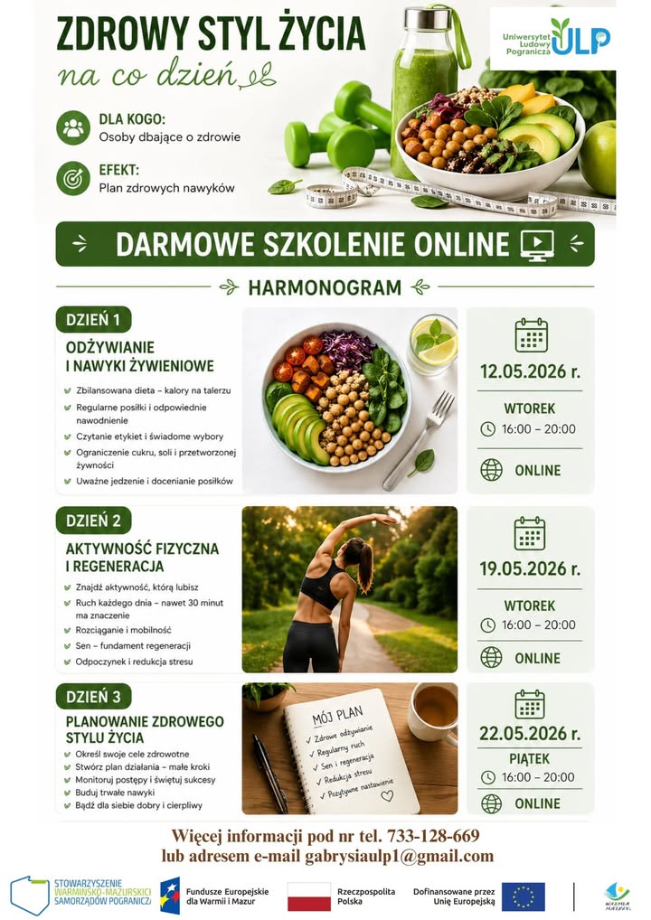 Darmowe szkolenie online: zdrowy styl życia na co dzień