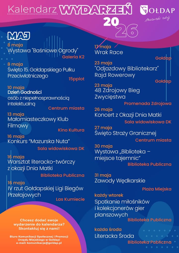 Maj w Gołdapi: miesiąc pełen wydarzeń kulturalnych i sportowych