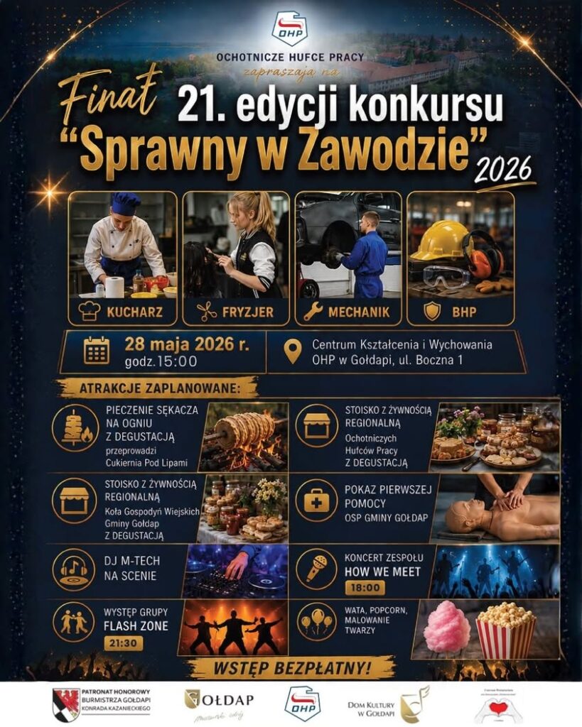 Finał 21. edycji konkursu "Sprawny w zawodzie" w Gołdapi już 28 maja 2026 roku