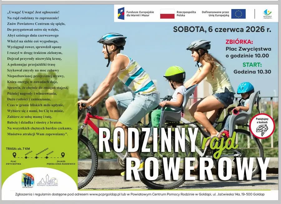 Rodzinny rajd rowerowy w Gołdapi już w sobotę 6 czerwca 2026 roku