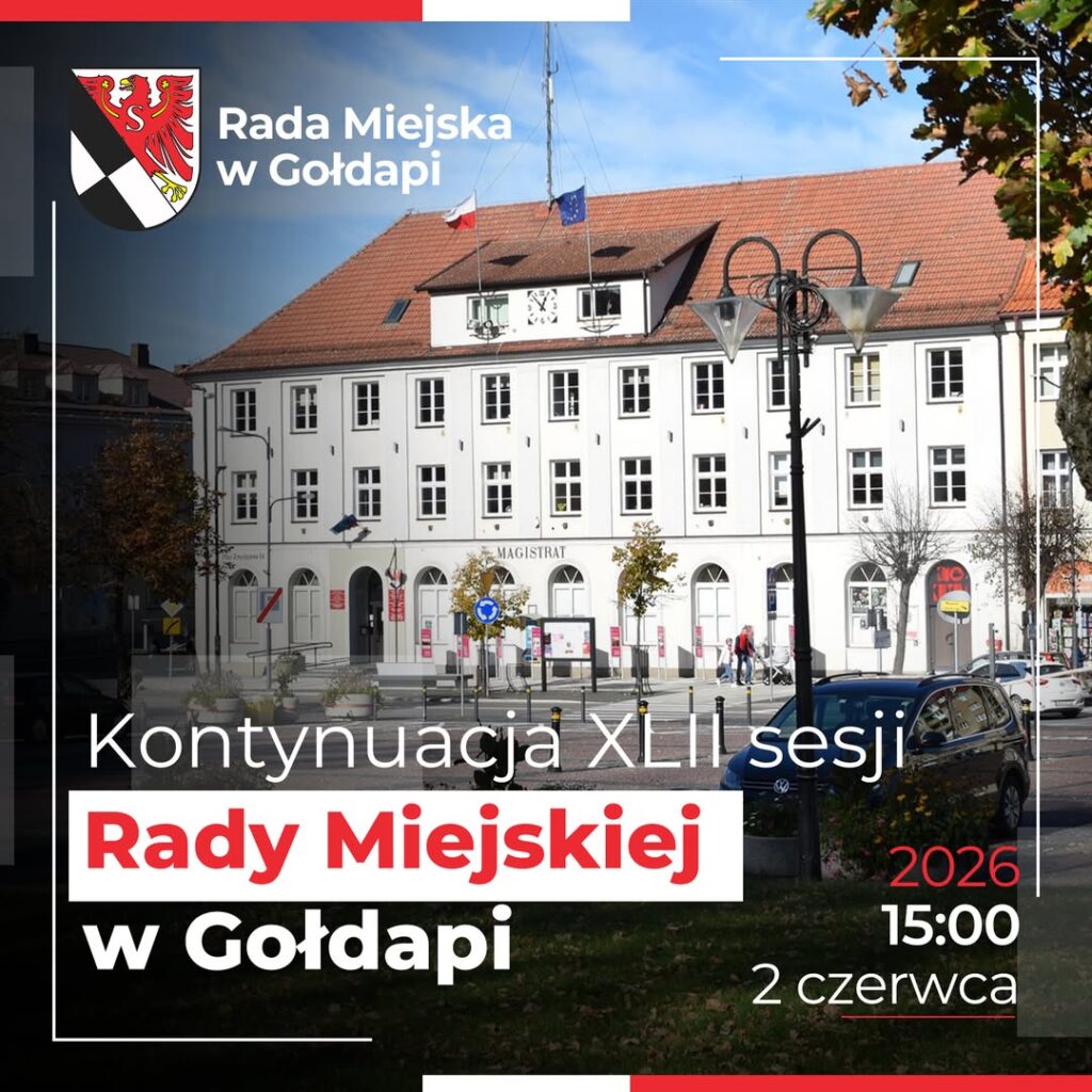 Kontynuacja sesji Rady Miejskiej w Gołdapi 2 czerwca o 15:00