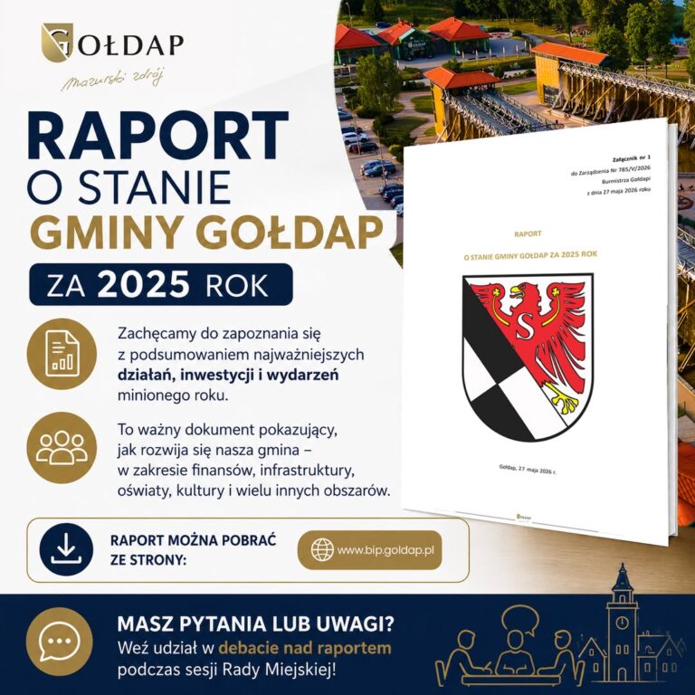 Raport o stanie gminy Gołdap za 2025 rok już dostępny
