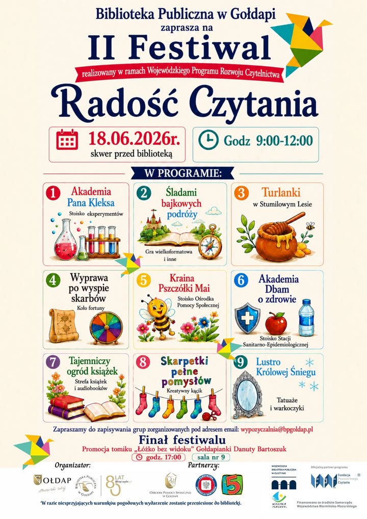 II festiwal „Radość Czytania” w Gołdapi już 18 czerwca 2026 roku