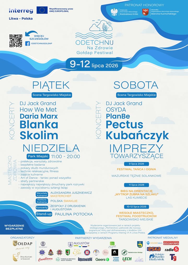 Gołdap Festiwal 2026 – cztery dni muzyki i zdrowia od 9 do 12 lipca