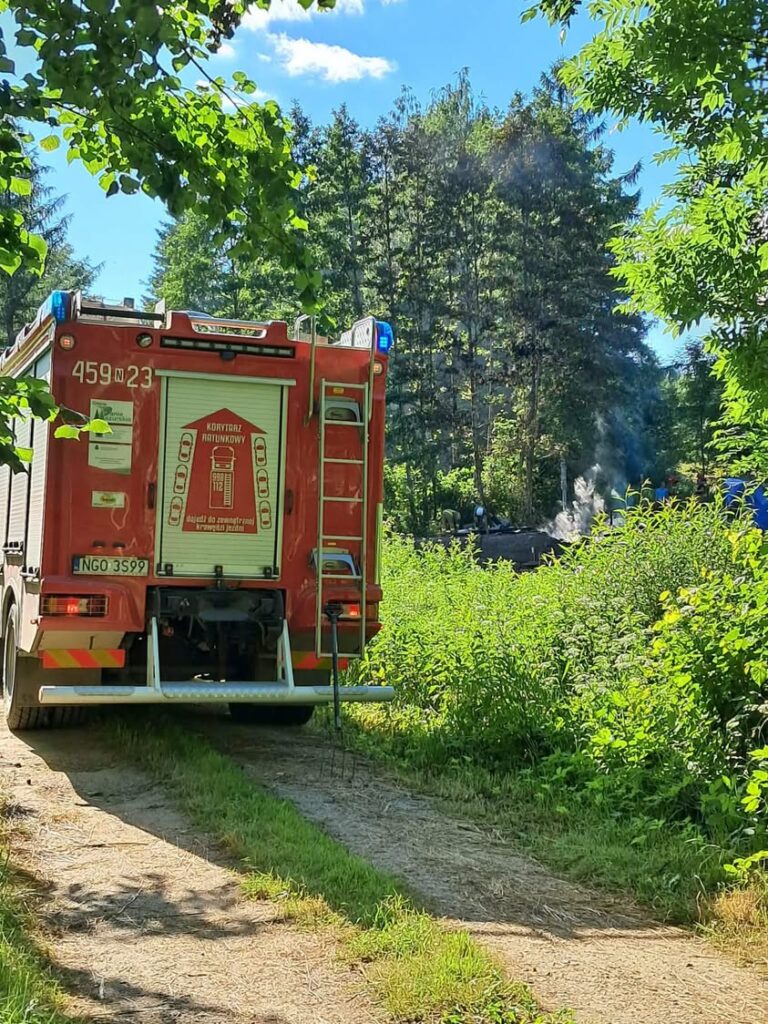 Pożar namiotu w Ziemianach: działania straży pożarnej zakończone bez obrażeń