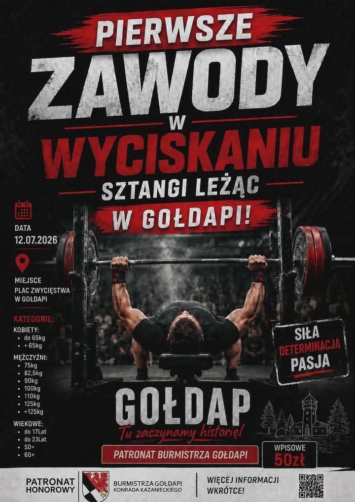Mistrzostwa w wyciskaniu sztangi leżąc w Gołdapi