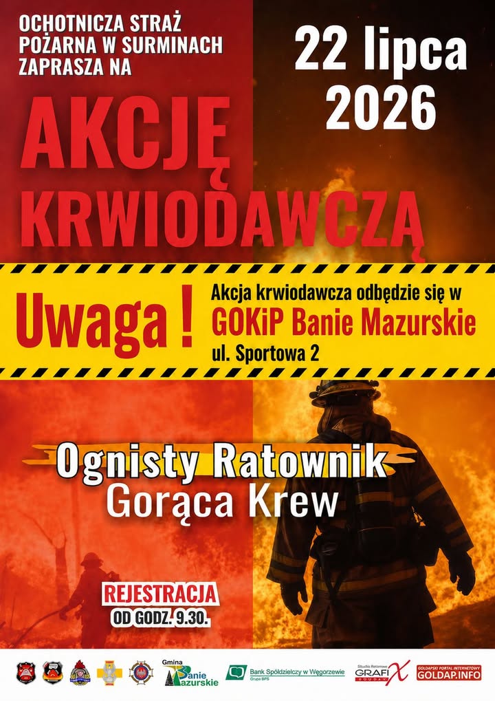 Przeniesienie akcji krwiodawczej do Gminnego Ośrodka Kultury w Baniach Mazurskich