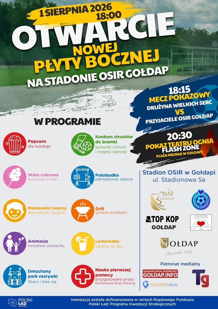 Uroczyste otwarcie nowej płyty bocznej na stadionie OSiR w Gołdapi