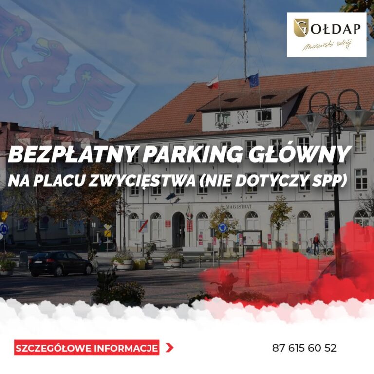Bezpłatny parking na Placu Zwycięstwa w Gołdapi z powodu awarii kasy fiskalnej