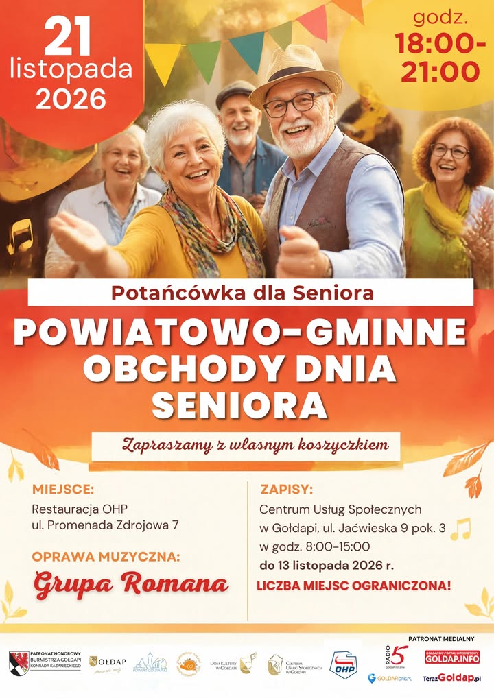Dzień seniora w Gołdapi - zaproszenie na potańcówkę 21 listopada