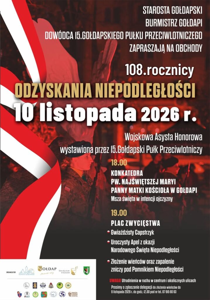 Gołdap uczci 108. rocznicę odzyskania niepodległości 10 listopada